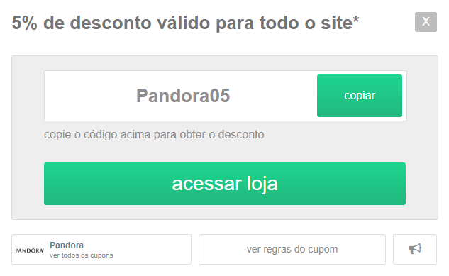 Cupom Desconto Pandora